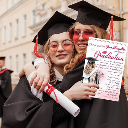 Granddaughter Graduation Card – Inspirational Graduation Gift for Her, Sentimental Congrats Card from Grandparents, Keepsake Graduation Gift for Granddaughter