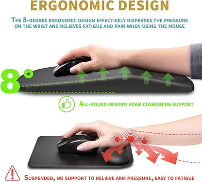 Hokafenle Ergonomic Mouse Pad Wrist Support with Massage Design, Wrist Rest Pain Relief Mousepad with Memory Foam&Non-Slip PU Base, Mouse Pads for Wireless Mouse & Desk (12x8 inch,Gray)