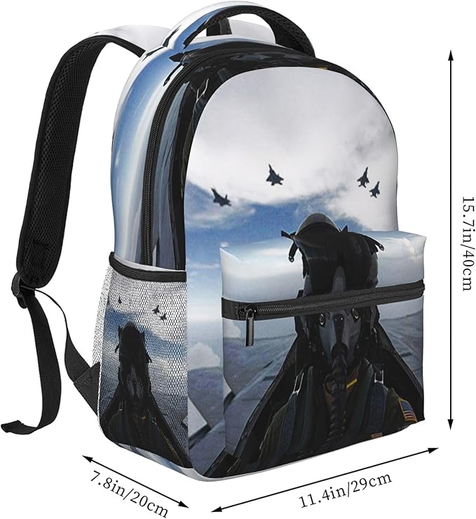 Airplane Aircraft Backpack Fighter Pilot Travel Laptop Backpacks Ruckasck Book Bags Plane School Bag for Boys Girls Kids Childrens Teenager