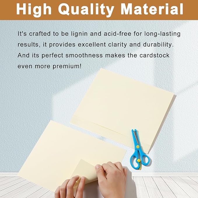 120 Sheets Cream Cardstock 8.5 x 11 Off White Paper, 92lb Ivory Card stock Printer Paper for DIY Cards, Menus, Business Cards, Certificates, Invitations
