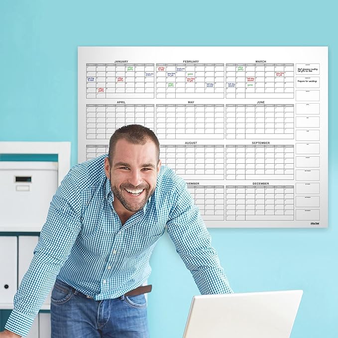 Dry Erase Laminated Super Jumbo Calendar 58"x42" white