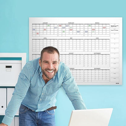 Dry Erase Laminated Super Jumbo Calendar 58"x42" white