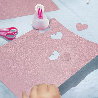 Pink Glitter Cardstock 8.5x11 Double-Sided 24 Sheets, Goefun No-Shed Glitter Paper 280GSM/100lb Pink Card Stock for Valentine Cards, Gift Wrapping, Birthday, Anniversary, Greetings