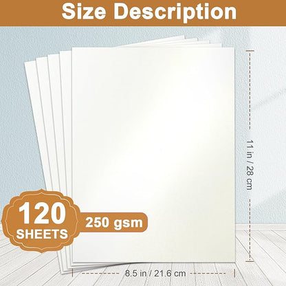 120 Sheets Beige Shimmer Cardstock 8.5 x 11 Off White Paper, 250gsm/92lb Premium Glossy Paper Card Stock for DIY Cards Making, Wedding Invitations, Anniversaries, Business Cards, Menus