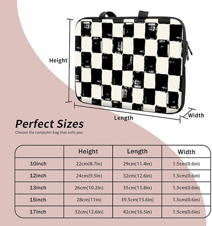 Universal Tablet Laptop Sleeve Case 10 inch, Black and White Checkered Slim Carrying Case Durable Handbag Travel Laptop Bag for 7 to 10-inch Laptops/Notebook/Kids Tablet/ipad/eBook Readers