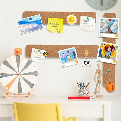 FEBSNOW Cork Board Strips, 10 Pack Cork Strips for Walls 15x2 Inch Small Cork Boards for Walls Self Adhesive with 50 Push Pins