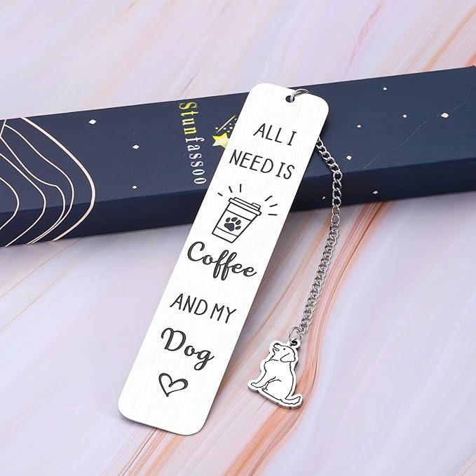 Dog Mom Gifts for Women Bookmark, Coffee Dog Book Marks for Reading Women Men Dog Mom Dad, Dog Lovers Gifts for Women Men Book Lovers Bookish, Birthday Christmas Gifts for Dog Lovers Friends Coworkers