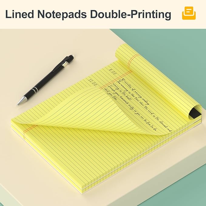 Yellow Note Pads 8.5 x 11 Legal Pads, 4 Pack Yellow Pads of Paper Tablets 8 1/2 x 11 Legal Notepads, Thickness Quality 30 Sheets per Yellow Pad 8.5 x 11 College Ruled Note Pads for Homework, Business