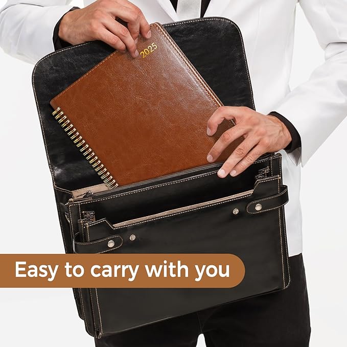 SUNEE 2026 Weekly & Monthly Planner 9"x11.2"- 12 Month (January 2026 - December 2026), Vegan Leather Cover, Pocket, Bookmark, Notes, Monthly Tab, Brown