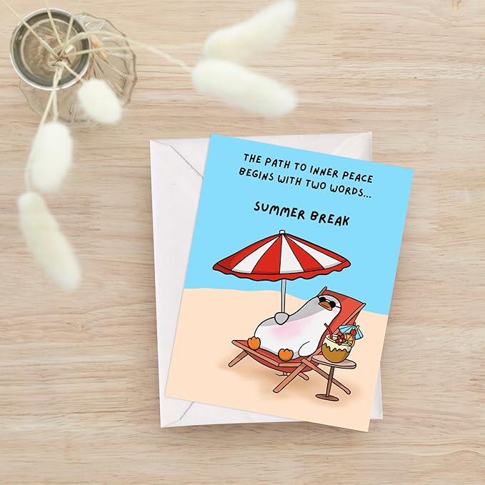 ALY LOU Teacher Thank You Card, Appreciation Card for Educator, Day Care, Preschool, Elementary High School, Graduation or Back to School, Summer Break Gift (The Path to Inner Peace ... Summer Break)