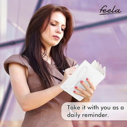 feela 3 Pack Notebooks Journals Bulk, Hardcover Notebook Classic Ruled Lined Journals with Pen Holder for Women Girls School Business Supplies, with 3 Black Pens, 120 GSM, 5.1”x8.3”, A5, White