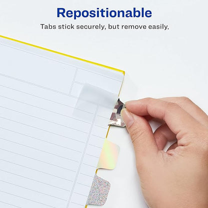 Avery Ultra Tabs Luxe Collection, 1" x 1.5" Mini Tabs, Holographic Iridescent Designs, 32 Repositionable Page Tabs (74178)