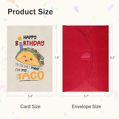 Cute Taco Birthday Card for Him Her,Funny Birthday Cards for Husband and Wife,Lovely Birthdays Anniversary Card Gifts - Only One for My Taco