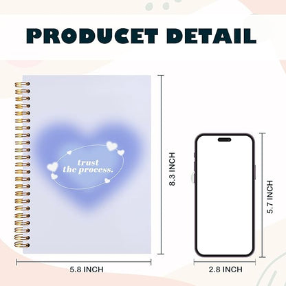 BearCake Trendy Y2K Blue Aura Preppy Notebook Journal, Trust the Process Inspirational Notebooks, Aesthetic Notebooks, Blue Aesthetic Office Supplies, Hardcover Spiral Notebook 5.5x8.3