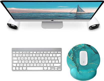 eulps Mouse Pad with Wrist Rest, Comfortable Computer Mousepad with Gel Wrist Support Smooth Surface and Non-Slip PU Base for Pain Relief, Laptop, Office & Home (Calm Lake)