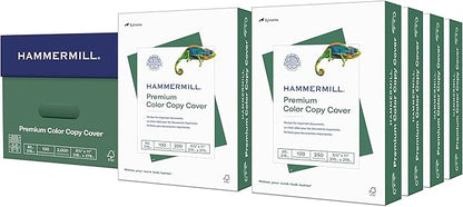 Hammermill Cardstock, Premium Color Copy Cover, 80 lb, 8.5 x 11-8 Pack (2,000 Sheets) - 100 Bright, Made in the USA Card Stock, 120023C
