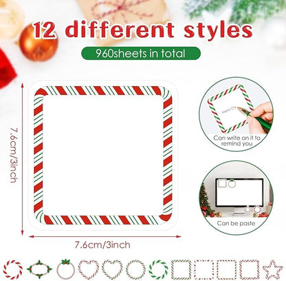 48 Pcs Christmas Candy Sticky Note Self-Adhesive Christmas Candy Note Pads Christmas Candy Memo Notes for Xmas School Office Home Supplies Students Teachers Present 12 Styles