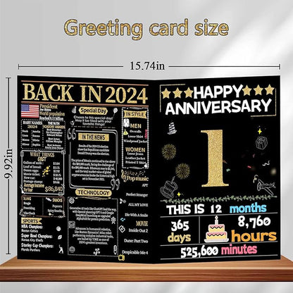 Joycard 1th Anniversary Card for Women Men, Gold Wedding Card for Wife Husband, Sweet Marriage Decorations Gifts for Couple, Perfect for Her Him on Anniversary Day, Paper Wedding Card, Back in 2024