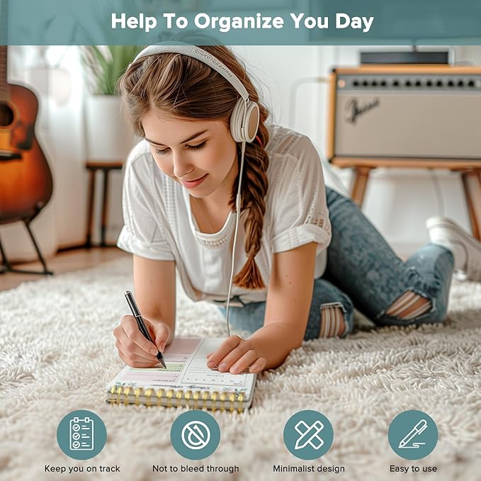 To Do List Notepad, To Do List Notebook for Work with 52 Undated Sheets - Daily Planner for Women & Man - Organizer Notepad for Office Desk Accessories and Home- Floral