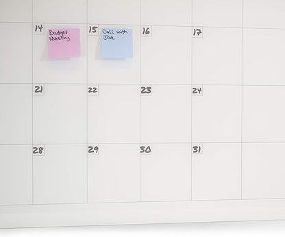 Audio-Visual Direct Magnetic Glass Dry Erase Board Set (4' x 3', Calendar Ultra White) for Wall - Monthly Planner