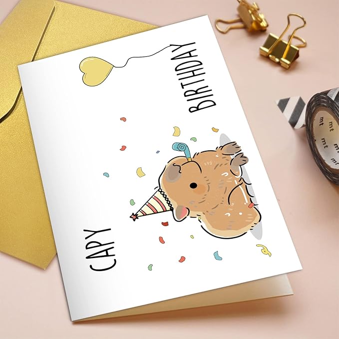 Qiliji Funny Birthday Card, Cute Capy Birthday Greeting Card, Capybara Bday Pun Card, Happy Birthday Card for Him Her