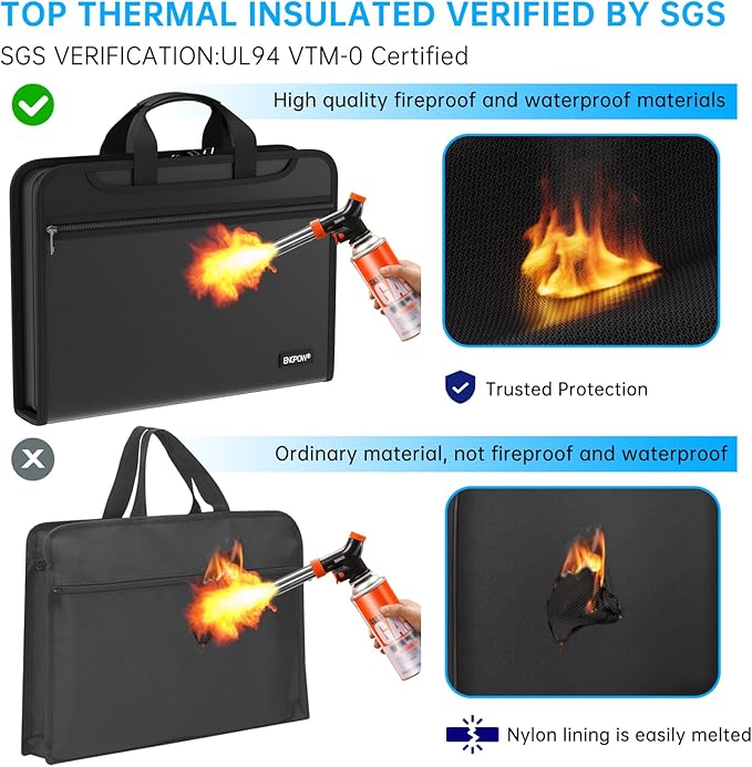 ENGPOW Accordion File Organizer,Fireproof Expanding File Folder with Multi Pockets,25 Pockets Document Organizer with Handle & Labels,Portable Home Travel Safe Storage for Letter A4 Files and More