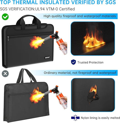 ENGPOW Accordion File Organizer,Fireproof Expanding File Folder with Multi Pockets,25 Pockets Document Organizer with Handle & Labels,Portable Home Travel Safe Storage for Letter A4 Files and More