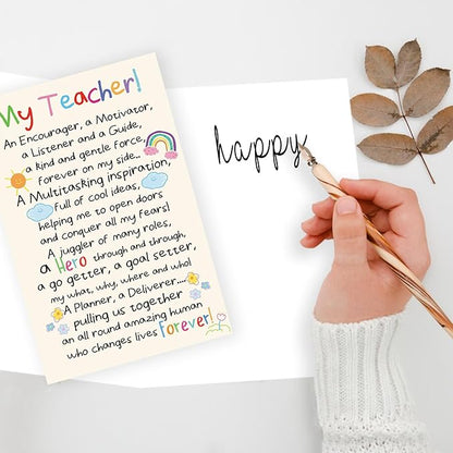 Teacher Appreciation Cards, Thank You Teacher Card for Preschool, Daycare & Educators - Teacher Appreciation Gifts Ideas, Thank You for Helping Me Grow, Perfect Preschool Teacher Appreciation Gifts