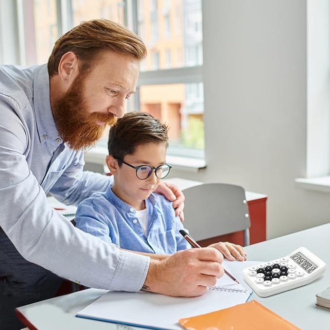 White Calculator, Standard Calculator,12 Digit Large LCD Display,Basic Office Calculator with Hexagonal Button,White Office Supplies and Desk Accessories,Gifts for Coworkers