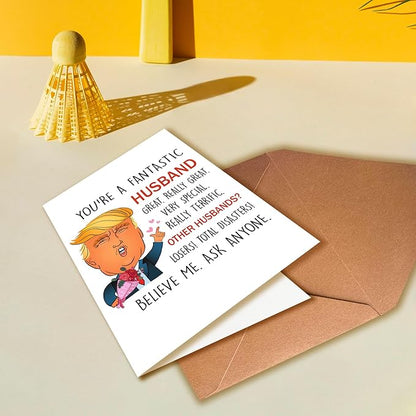 Funny Husband Birthday Cards, Humorous Husband Birthday Cards, Gifts for Husband, Beautiful Valentine’s Day Gifts for Him, Unique Anniversary Cards for Husband, Trump Love Cards