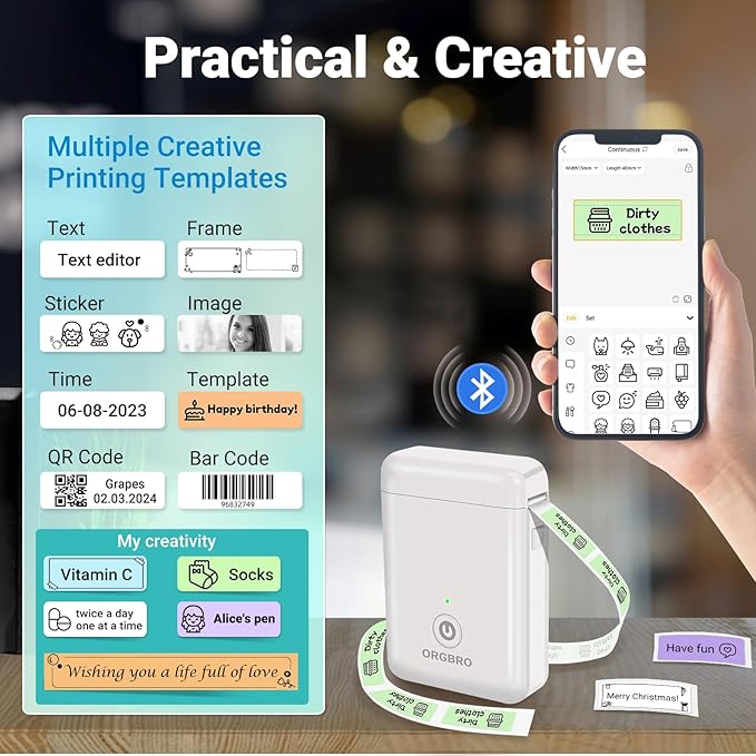 ORGBRO X1 Label Maker Tape, Genuine Thermal Label Print Paper 0.47"×1.57"(12×40mm), Standard Laminated Office Labeling Tape Replacement, 160 Tapes/Roll, 3-Roll, Green/Purple/Blue