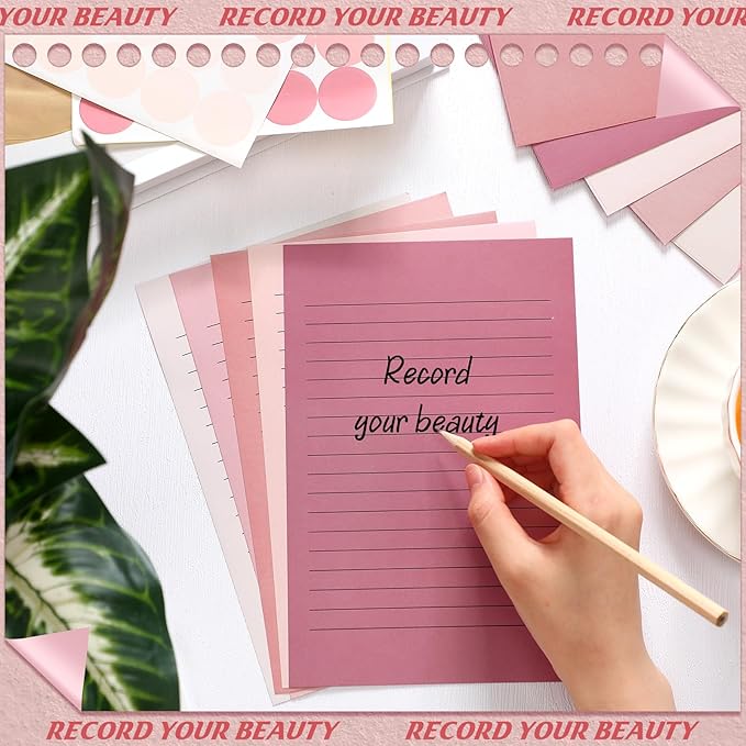 100 Pcs Stationery Lined Stationery Paper and Envelopes Set Includes 50 Letter Writing Paper and 50 Envelope for Office, 5.5 x 8.25 Inch(Dusty Rose)