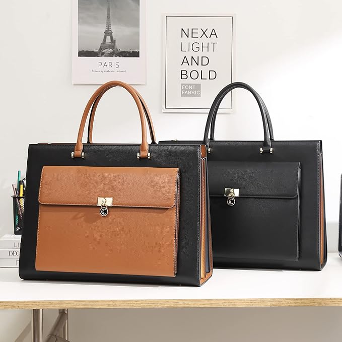 CLUCI Briefcase for Women Vegan Leather 15.6 Inch Laptop Bag Large Pocket Business Ladies Shoulder Bag