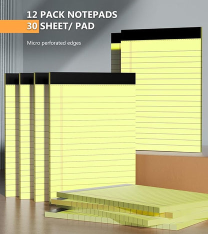 Yellow Note Pads, 12 Pack Legal Pads 4x6 Inch, Notepad of Lined Paper, Perforated Notepads, Pocket Writing Pads for Grocery List Shopping List, Memo Pads Scratch Pads for Daily Planning, 30 Sheet/Pad