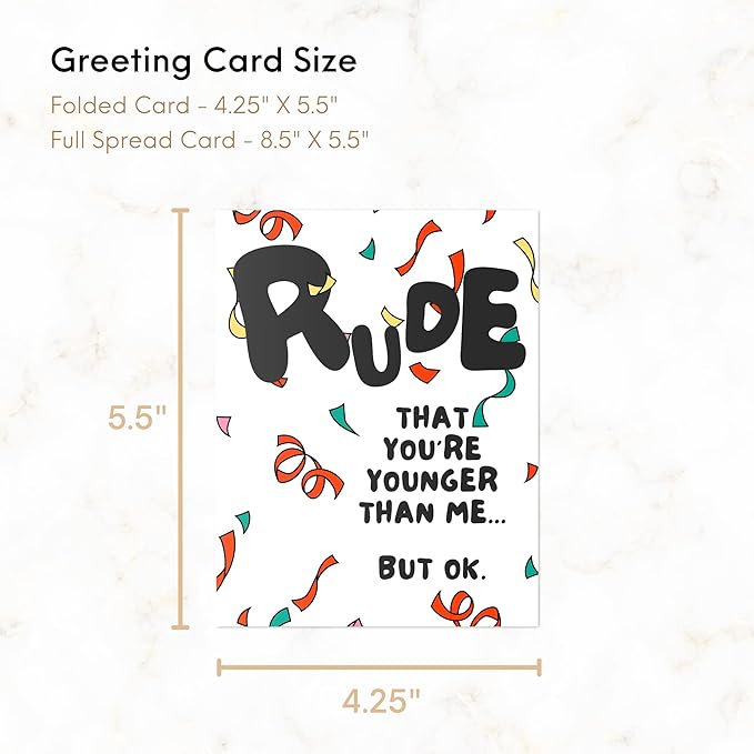 Funny Birthday Card / 18th 16th 21st 30th 40th 50th 60th 65th / Sarcastic Card For Boyfriend Husband Mom Dad Girlfriend Wife/Happy Birthday Greeting Card (Rude You're Younger Than Me But Ok)