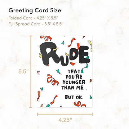 Funny Birthday Card / 18th 16th 21st 30th 40th 50th 60th 65th / Sarcastic Card For Boyfriend Husband Mom Dad Girlfriend Wife/Happy Birthday Greeting Card (Rude You're Younger Than Me But Ok)
