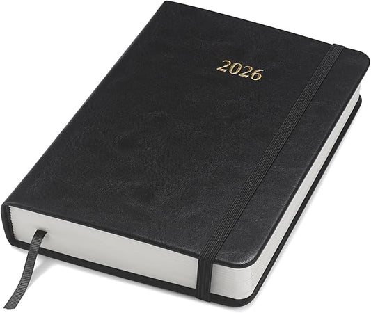 Wykeham's Executive 2026 Daily Journal Planner – US Public Holidays & Format – Customization Available (Black, 6"×4.5")