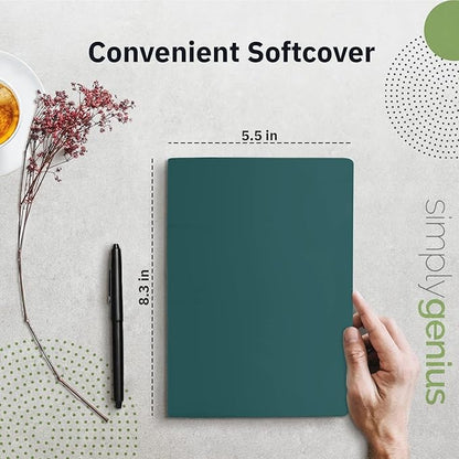 Simply Genius A5 Notebooks for Work, Travel, Business, School & More - College Ruled Notebook - Softcover Journals for Women & Men - Lined Note Books with 92 pages, 5.5" x 8.3" (Green, 6 pack)