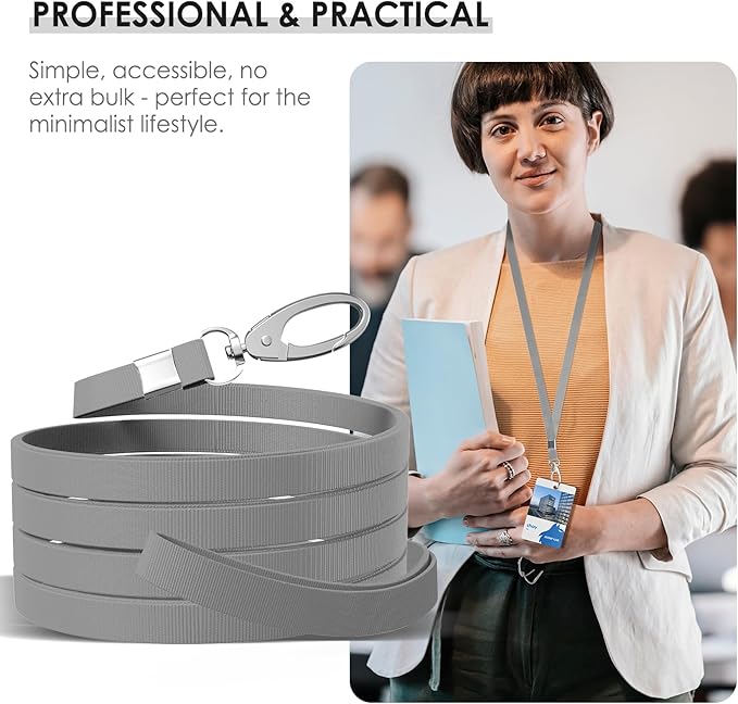 10 Pack Lanyards for ID Badges, Cruise Ship Cards, Keys, Keychain, Long-lasting Neck lanyard Strap with Clasp, Cruise Badge Key Lanyards for Men, Women, Teachers, Kids (Grey)