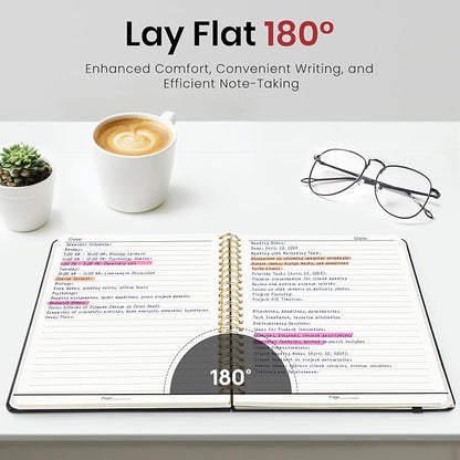 Lined Spiral Journal Notebook for Women, A5 College Ruled Journals for Writing, Hardcover Notebooks for Work, Note taking and Office School Supplies,140 Pages - Black