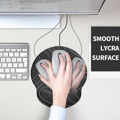 eulps Mouse Pad with Wrist Rest, Comfortable Computer Mousepad with Gel Wrist Support Smooth Surface and Non-Slip PU Base for Pain Relief, Laptop, Office & Home (Black Line)