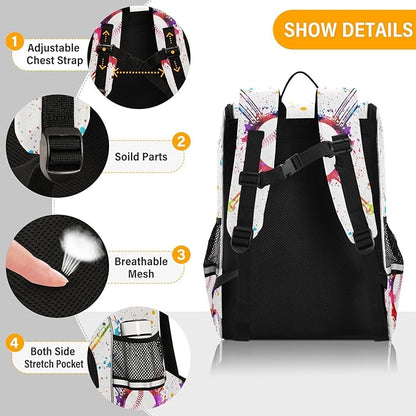 Baseball Ball Backpack with Reflective Strip for Kids Boys Girls Elementary School Bag Removable Chest Stra