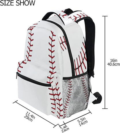 AUUXVA Sports Baseball Print School Backpack for Girls Boys Kids Laptop Backpack Travel Camping Daypack