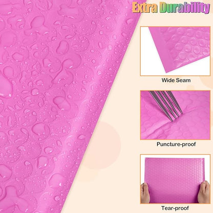 8.5x12 Inch Bubble Mailers 40 Pack, Self Seal Padded Envelopes for Small Business, Waterproof Shipping Bags, Hot Pink