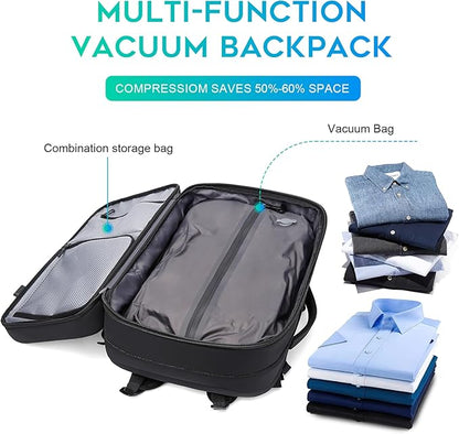 BANGE Air Vacuum Backpack with Pump,Seal Air Packing Vacuum System Compression with Anti Theft Lock, Expandable Large Capacity Backpack for Travel…