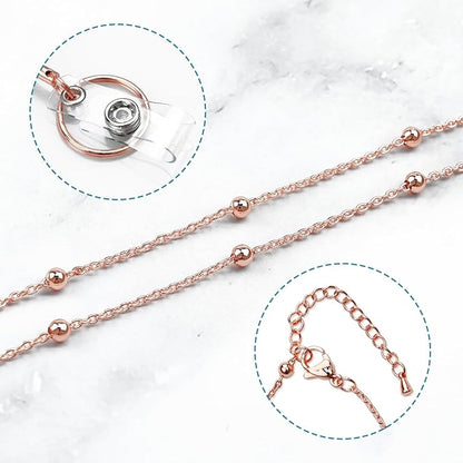 3 Pack Retractable Badge Reel Lanyard with 6 Pcs Waterproof ID Holder Retractable Stainless Steel Badge Reel Lanyard with ID Holder for Girl Women Teacher Adults (Black, Silver, Rose Gold)