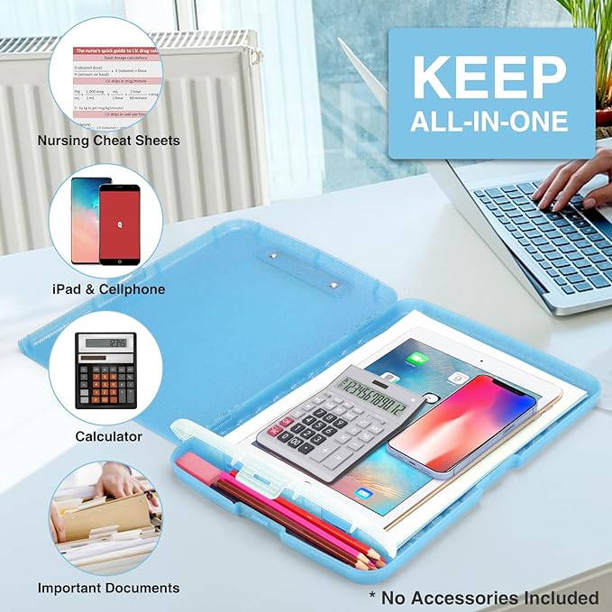 Sooez Glitter Clipboard with Storage, High Capacity Storage Clipboard with Pen Holder, Cute Clip Boards 8.5x11 with Low Profile Clip, Sparkle Plastic Clipboard Case Box for Women & Kids, Side Opening