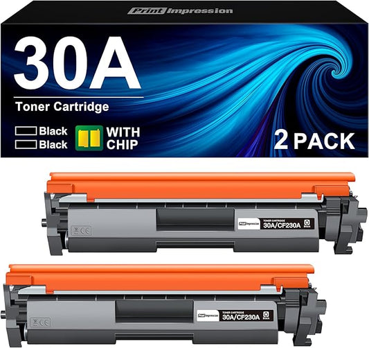 30A Black Ink Cartridge Compatible for HP30A Ink CF230A 30X Black High Yield Toner Cartridge Work with HP Laserjet Pro MFP M203dw M227fdw M227fdn M203dn M227sdn M203d Printer (2 Black, CF230X)