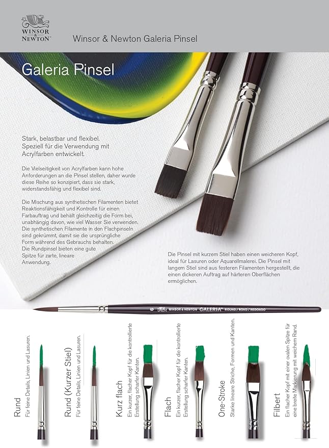 Winsor & Newton Galeria Brush Short Handle Round No 1 (Each) (1.5mm)
