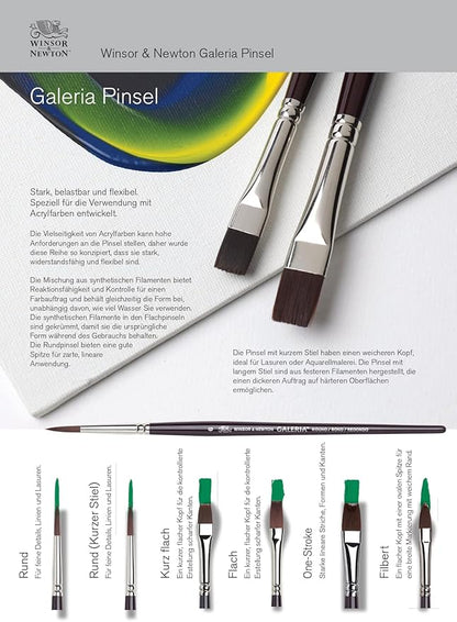 Winsor & Newton Galeria Acrylic Long Handle Round Brush Size: 4 (Set of 3 brushes)